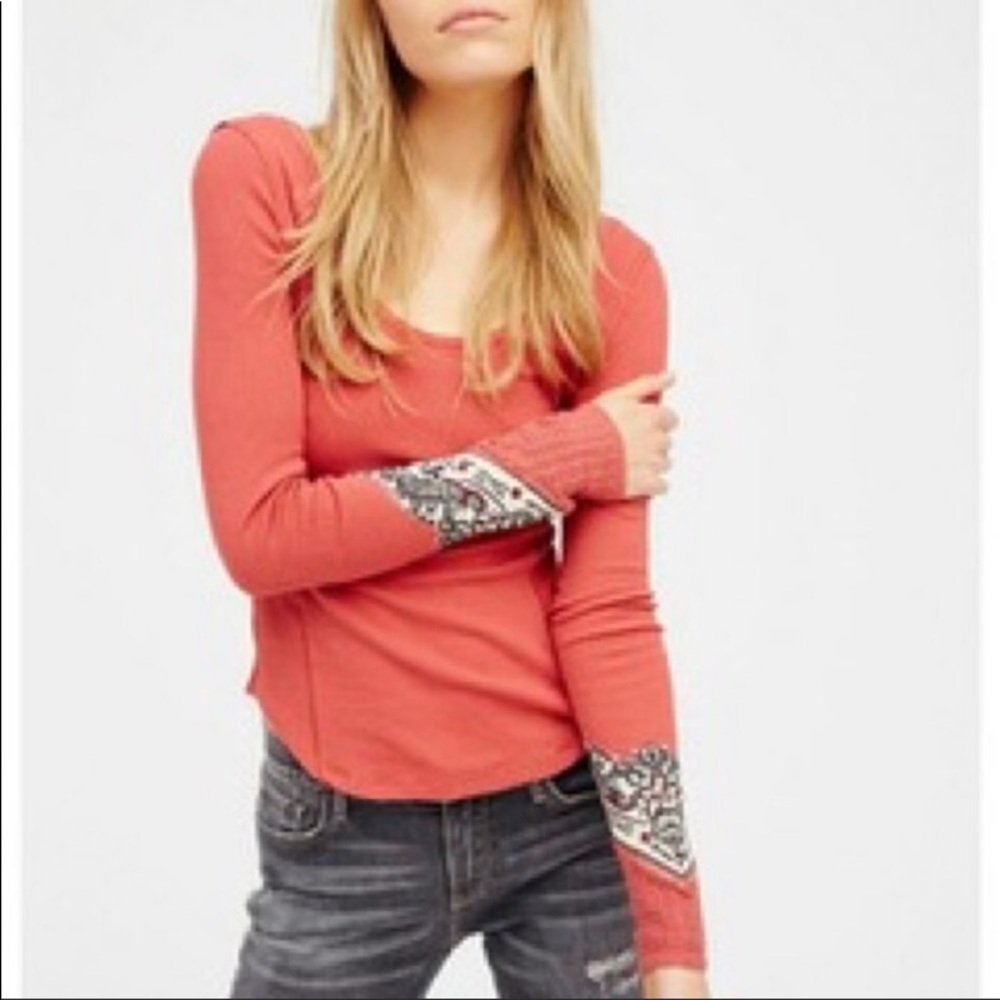 Free people red bandanna cuff thermal